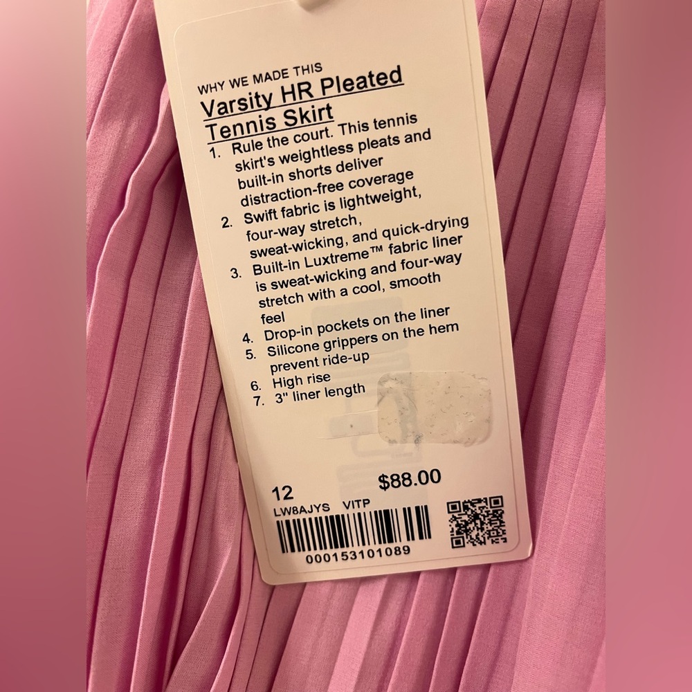 Lululemon Varsity HR Pleated Tennis Skirt in Pink - Picture 4 of 5